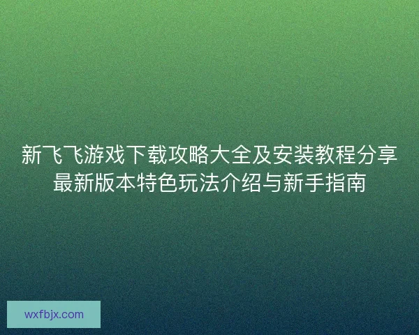 新飞飞游戏下载攻略大全及安装教程分享最新版本特色玩法介绍与新手指南