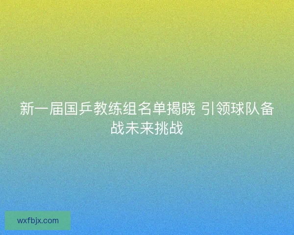 新一届国乒教练组名单揭晓 引领球队备战未来挑战
