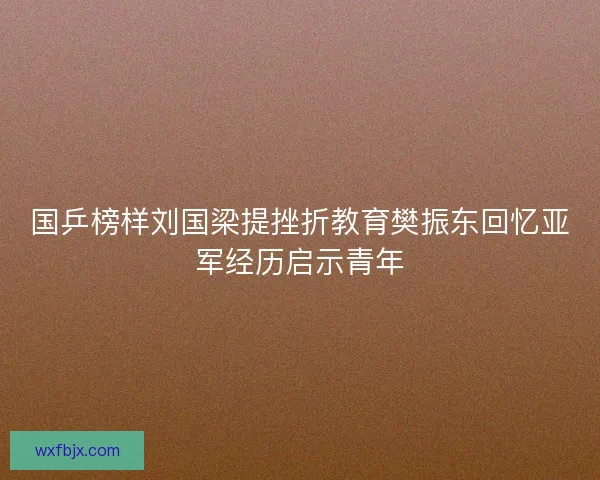 国乒榜样刘国梁提挫折教育樊振东回忆亚军经历启示青年